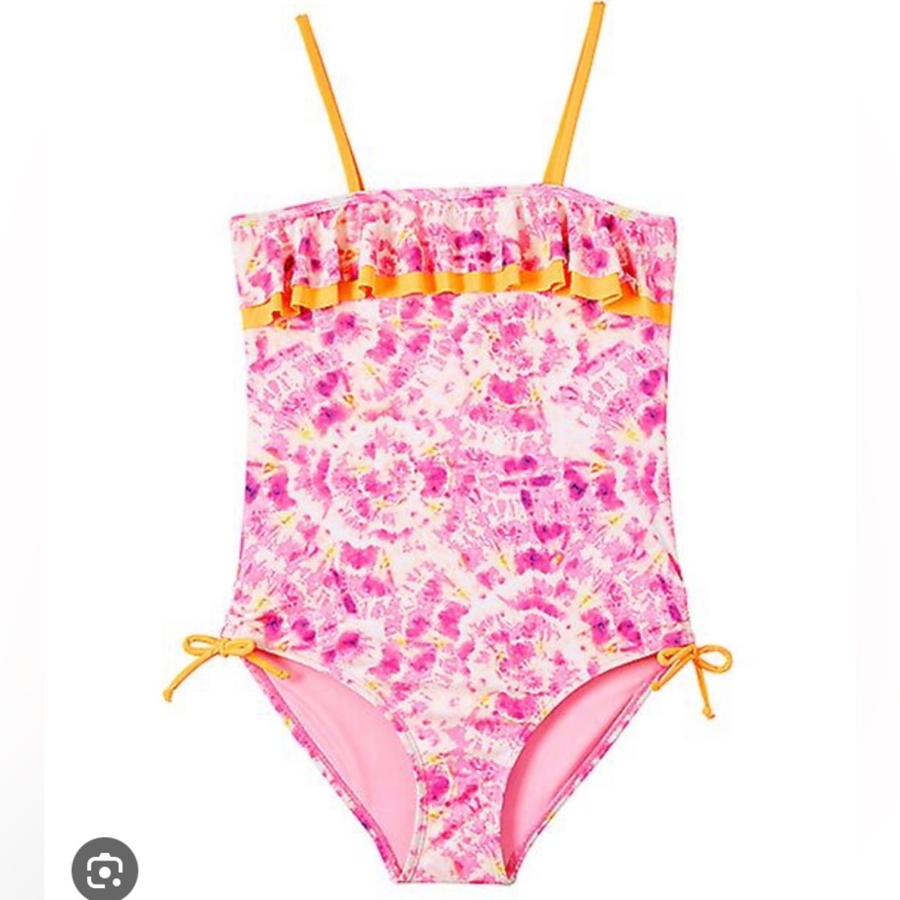 NWT Kensie Girl Flutter Front Tie-Dye One-Piece Swimsuit in Pink Size 4